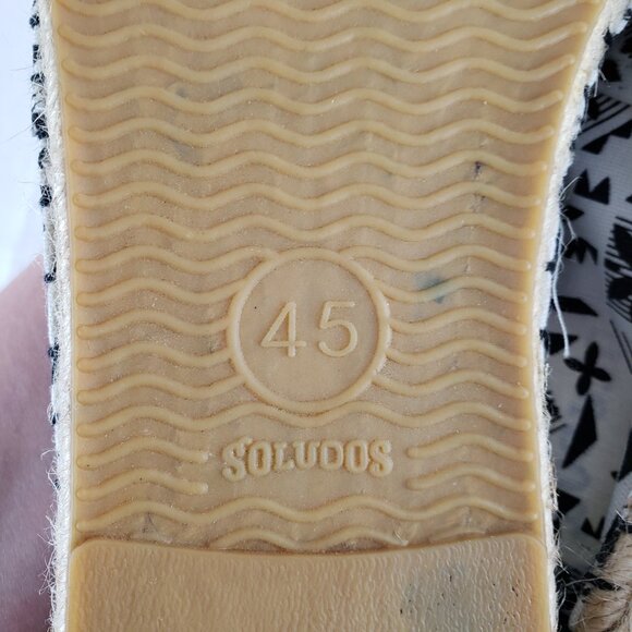 Soludos Dali Espadrille Ivory Black Printed Canvas Shoe Size 45 US Mens 11-11.5 - Picture 4 of 9